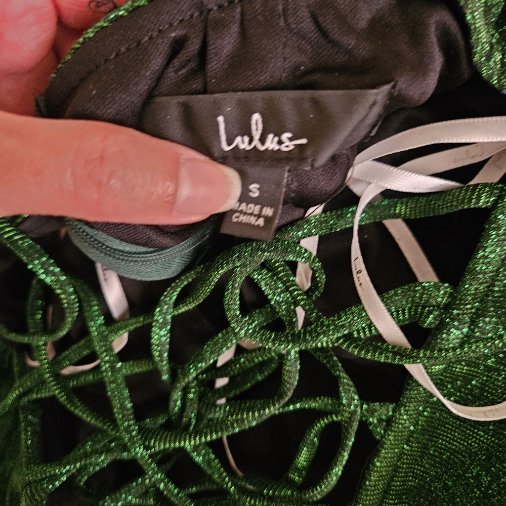 Lulu's Shimmering Emerald Evening Dress - Picture 6 of 6